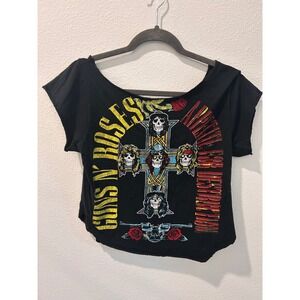 Guns N Roses Appetite For Destruction Graphic Tee Black DIY Cut Crop Top